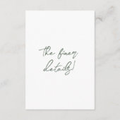 Dark Green Floral Bouquet Boho Wedding Details エンクロージャーカード (裏面)