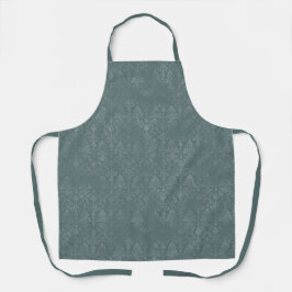 Dark Green Floral Damask Pattern - Apron エプロン