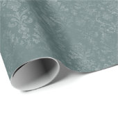 Dark Green Floral Damask Wrapping Paper Roll ラッピングペーパー (ロールコーナー)