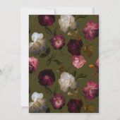 Dark Green Floral Moody Black Elegant Romantic 招待状 (裏面)