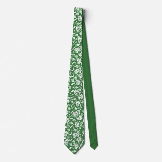 Dark Green Floral Pattern Custom Necktie ネクタイ (正面)