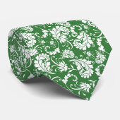 Dark Green Floral Pattern Custom Necktie ネクタイ (ロール)