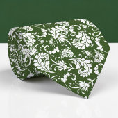 Dark Green Floral Pattern Custom Necktie ネクタイ