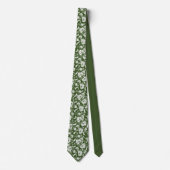 Dark Green Floral Pattern Custom Necktie ネクタイ (正面)