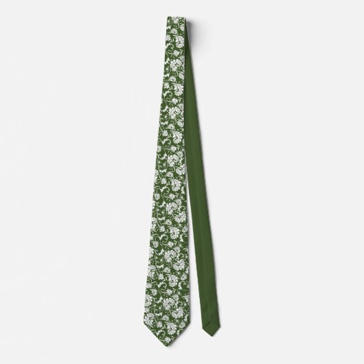 Dark Green Floral Pattern Custom Necktie ネクタイ (正面)