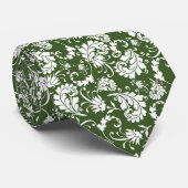 Dark Green Floral Pattern Custom Necktie ネクタイ (ロール)