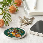 Dark Green Gold Basketball Player Photo キーホルダー (側面)