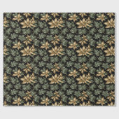 Dark Green & Gold Foliage Wrapping Paper ラッピングペーパー (フラット)