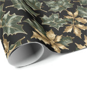 Dark Green & Gold Foliage Wrapping Paper ラッピングペーパー (ロールコーナー)