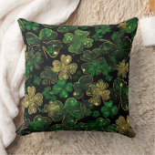 DARK GREEN & GOLD IRISH THEMED GLITTER LOOK  クッション (ブランケット)