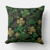 DARK GREEN & GOLD IRISH THEMED GLITTER LOOK  クッション (正面)