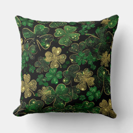 DARK GREEN & GOLD IRISH THEMED GLITTER LOOK  クッション
