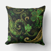 DARK GREEN & GOLD IRISH THEMED GLITTER LOOK  クッション (正面)