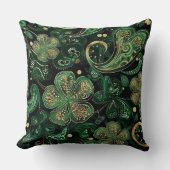 DARK GREEN & GOLD IRISH THEMED GLITTER LOOK  クッション (正面)