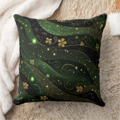 DARK GREEN & GOLD IRISH THEMED GLITTER LOOK  クッション (ブランケット)