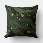 DARK GREEN & GOLD IRISH THEMED GLITTER LOOK  クッション (正面)
