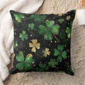 DARK GREEN & GOLD IRISH THEMED GLITTER LOOK  クッション (ブランケット)