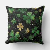 DARK GREEN & GOLD IRISH THEMED GLITTER LOOK  クッション (正面)