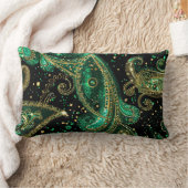 DARK GREEN & GOLD IRISH THEMED GLITTER LOOK  ランバークッション (ブランケット)