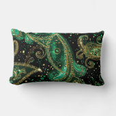 DARK GREEN & GOLD IRISH THEMED GLITTER LOOK  ランバークッション (正面)
