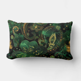 DARK GREEN & GOLD IRISH THEMED GLITTER LOOK  ランバークッション