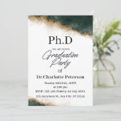 Dark Green & Gold Watercolor PhD Graduation Party  招待状 (スタンド正面)
