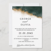 Dark Green & Gold Watercolor Wedding   招待状 (正面)
