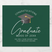 Dark Green Graduate Custom Graduation Party ビールラベル (シングルラベル)