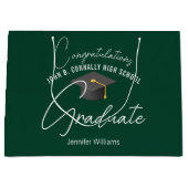 Dark Green Graduate Customized Graduation Party ラージペーパーバッグ (正面)