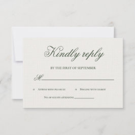 Dark Green Greenery Calligraphy RSVP Card