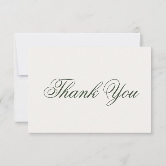 Dark Green Greenery Wedding Thank You Card サンキューカード (正面)