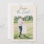 Dark Green Hand Drawn Floral Garden Photo Wedding  セーブザデート (正面)