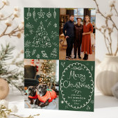 Dark Green Hand Drawn Merry Christmas 2 Photo シーズンカード