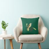 Dark green imitation embroidered bird throw pillow クッション (椅子)