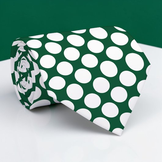 Dark Green Jumbo Polka Dots Custom Necktie ネクタイ