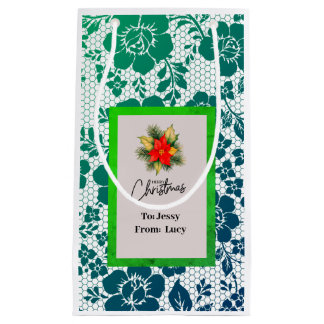 dark green lace in elegant antique style スモールペーパーバッグ