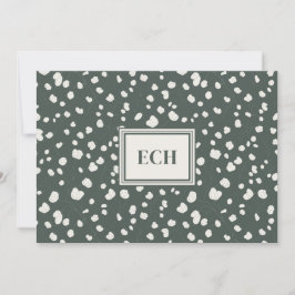 Dark Green Lunaria Monogram Flat Note Card ノートカード
