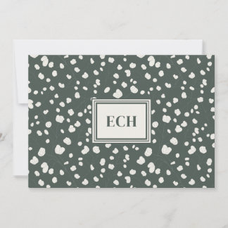 Dark Green Lunaria Monogram Flat Note Card ノートカード