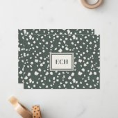 Dark Green Lunaria Monogram Flat Note Card ノートカード (正面/裏面インサイチュ)