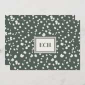 Dark Green Lunaria Monogram Flat Note Card ノートカード (正面/裏面)