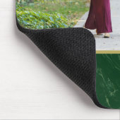 Dark Green Marble Tan Monogram Family Photo マウスパッド (コーナー)