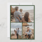 Dark Green Minimalist Bow Christmas 4 Photo Family シーズンカード (裏面)