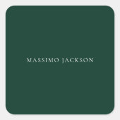 Dark Green Minimalist Plain Modern Aesthetic Look スクエアシール (正面)