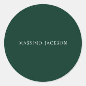 Dark Green Minimalist Plain Modern Aesthetic Look ラウンドシール (正面)