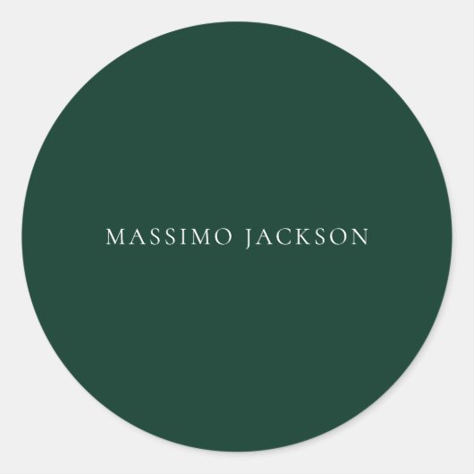 Dark Green Minimalist Plain Modern Aesthetic Look ラウンドシール (正面)