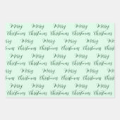 Dark Green & Mint Merry Christmas Mix ラッピングペーパーシート (正面2)