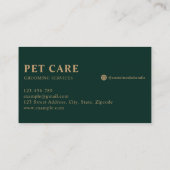 Dark Green Modern Luxury Golden Paw Pet Grooming 名刺 (裏面)