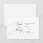 Dark Green Monogram Wedding RSVP Card (正面/裏面)