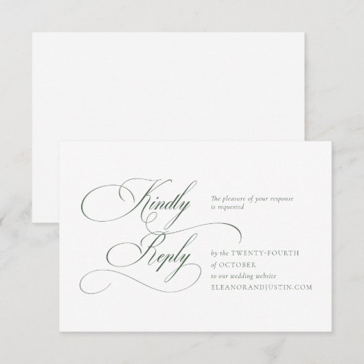 Dark Green Monogram Wedding RSVP Card (正面/裏面)