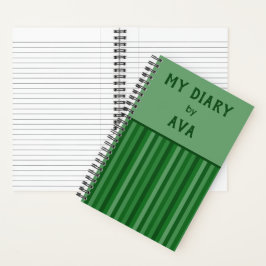Dark Green My Diary by Me ストライプの Journal ノートブック